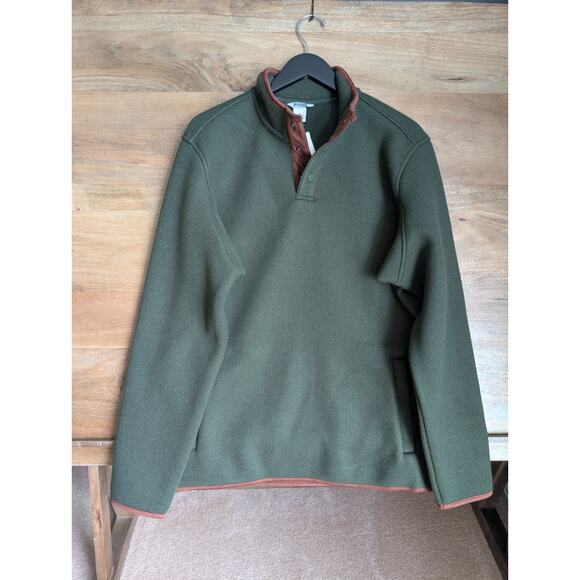 Duluth Trading Co Fleece Jacket Mens Medium Dark Green Relaxed Fit 1/4 Snap NWT - Picture 1 of 4
